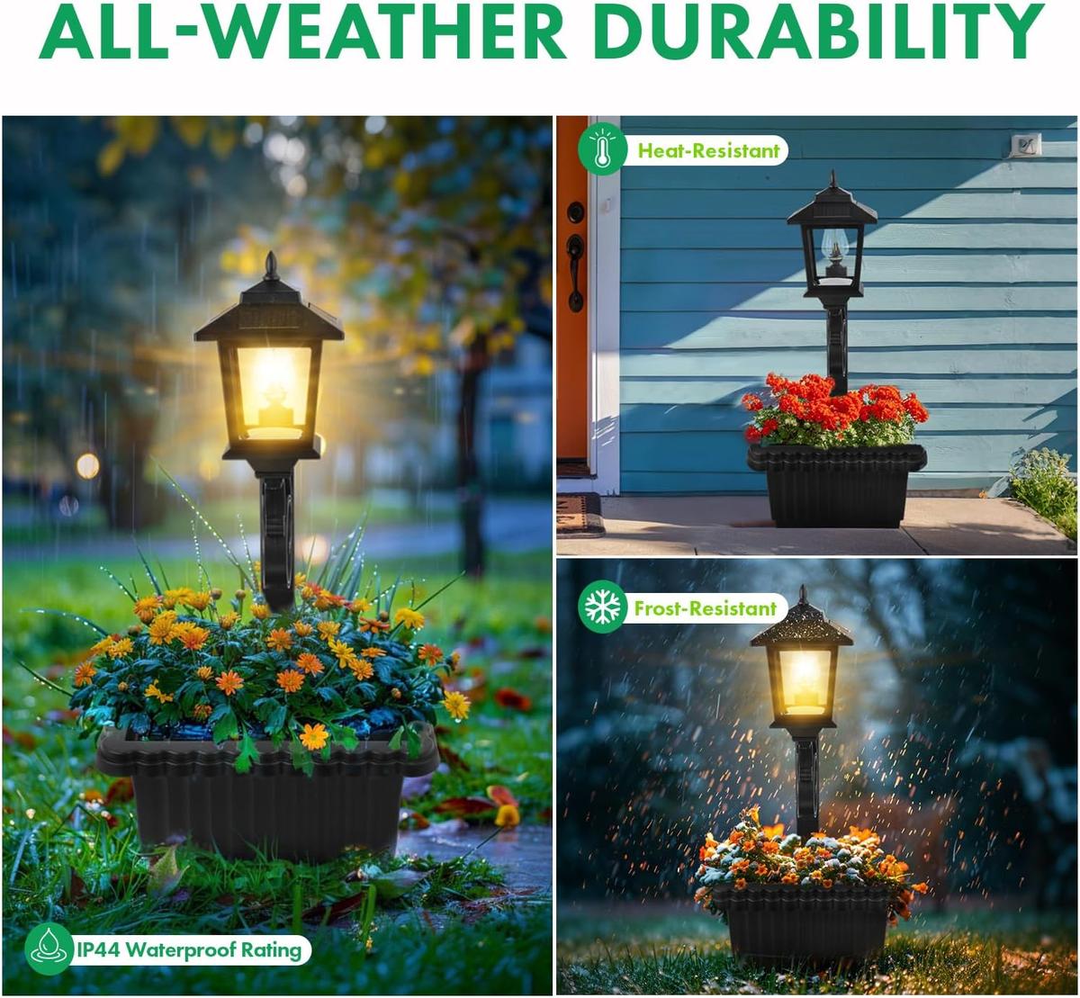 2-Pc Solar Post Light with Planter | Outdoor Decoration for Porch, Patio, Wedding & More