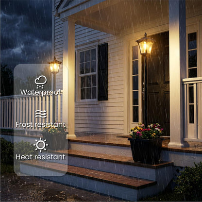 65" Solar Lamp Post Light with Planter, 60 Lumens Warm White Solar Garden Light, Waterproof Patio Decor