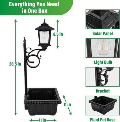 2-Pc Solar Post Light with Planter | Outdoor Decoration for Porch, Patio, Wedding & More